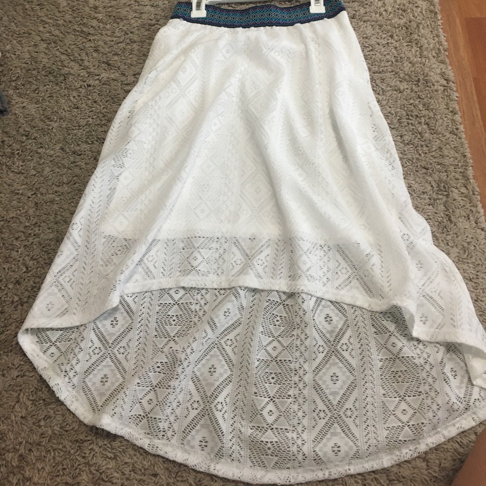 White Lace High Low Long Skirt